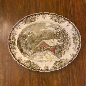 The Friendly Village The Covered Bridge Serving Platter Johnson Brothers